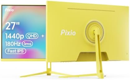 Pixio PX278 Wave Yellow 27 inch 180Hz Refresh Rate Quad HD 1440p Resolution Fast IPS Panel 1ms GTG Response Time Built-in Speakers Gaming Monitor with AMD FreeSync
