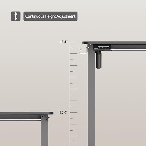 LongKe Electric Standing Desk Adjustable Height, 48x24 Inches Sit Stand up Desktop for Home Office, Ergonomic Rising Computer Table with Memory Preset, Black