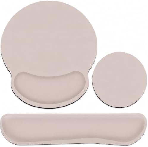 Mouse Pad with Wrist Rest & Keyboard Wrist Rest Set, Cream Pink