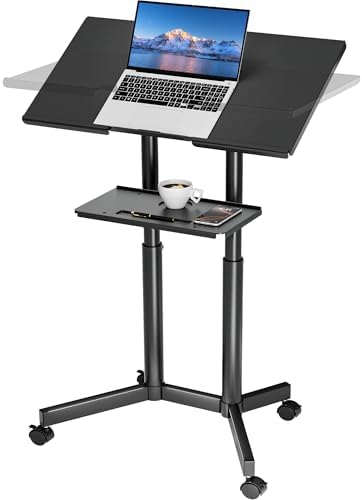 BONTEC Lecterns & Podiums Portable Mobile Standing Laptop Desk, Sit Stand