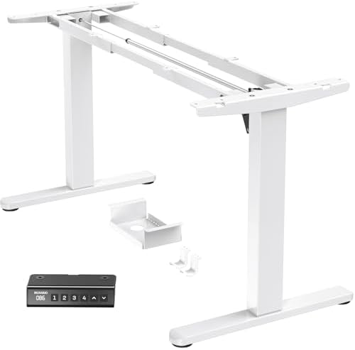 HUANUO Electric Standing Desk Frame with Double Crossbeam,Whtie Frame Only