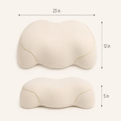 Beige Memory Foam Cervical Pillow for Neck & Shoulder Support, 23 x 12 in