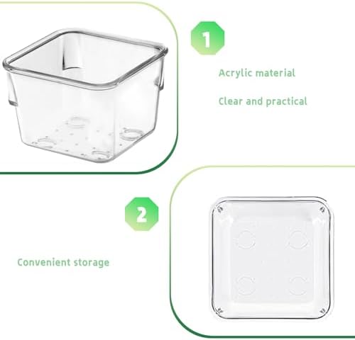 8 PCS Stackable Clear Drawer Organizers 3" x 3" x 2" Square Trays Small Makeup Vanity Storage Bins Clear Desk Drawer Organization Container Dividers for Office Bathroom Kitchen Utensil