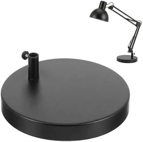 TEHAUX Weighted Desk Lamp Base Only, 7.5" Solid Iron Replacement Table Lamp Mounting Stand for Swing Arm Light, Magnifying Glass & Mic Mount, 12mm Hole (Black)