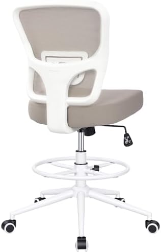 Armless Drafting Chair Tall Office Chair for Standing Desk - Adjustable Height Mesh Ergonomic Stool with Foot Ring, Rolling Counter Height Computer Chair for Small Spaces & Home Office
