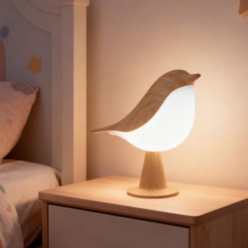 IFTHFOUR Bird Cordless Table Lamp, Small Cordless Bedside Lamp with 3 Color Temperature, Touch Sensor & Rechargeable Battery - Night Light for Kids, Bedroom, Bedside (Light+Light)