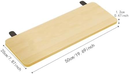 Desk Extender Tray Foldable Clamp on Shelf Organizer Keyboard Table Extension Armrest Wrist Support Sturdy Easy to Mount Wood Metal Construction Suita, Wood Color