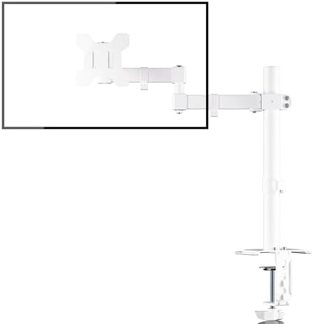 Bracwiser Monitor Mount Single Fully Adjustable Arm Monitor Arm Fits One Screen 13-32 inch 22lbs for Monitor Computer Screen 13 15 17 19 20 22 23 24 26 27 30 32 inch VESA 75 100, White(MD7421W)
