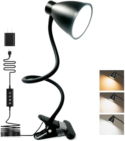 BOHON Desk Lamp 5 Color Modes 10 Brightness Dimmer Reading Light Black