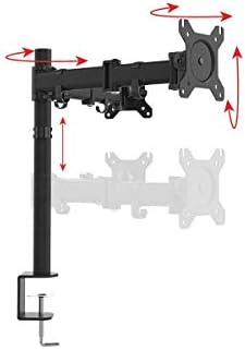 Monoprice Essential Dual Monitor Articulating Arm Desk Mount - for Displays 13in to 27in, VESA 75x75 to 100x100, Max Weight Capacity 17.6 Lbs Each Screen, Cable Management, Rotating, Black