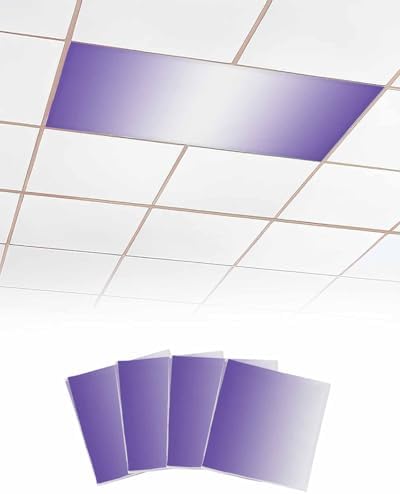 Purple White Minimalist Geometric Ombre Art Magnetic Fluorescent Light Covers for Ceiling Lights 2 x 4 Feet, Office Classroom Kitchen Drop Ceiling Light Covers Lighting Filters Shade Panel 4 Packs
