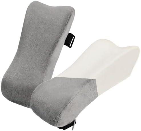 THARAHT 2Pcs Ergonomic Grey Suede Memory Foam Armrest Pillow