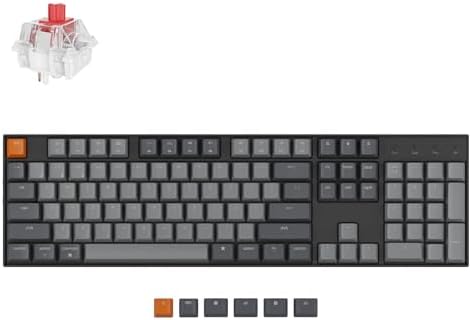 Keychron K10 Full Size 104 Keys Bluetooth Wireless/USB Wired Mechanical Gaming Keyboard for Mac with Keychron Super Red Switch/RGB Backlight/Multitasking Computer Keyboard for Windows, Aluminum Frame