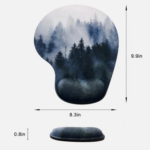 Mouse Pad with Wrist Support, Ergonomic Mouse Pads with Memory Foam Wrist Rest, Easy Typing Pain Relief, Comfortable Home Office Computer Wrist Support Pads for Working Studying Gaming, Forest