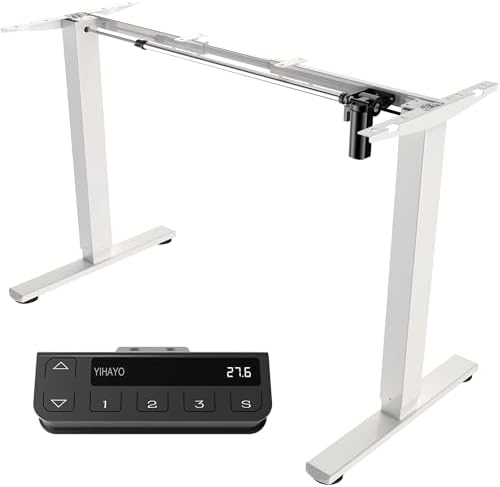 YIHAYO Electric Standing Desk, Frame Only Stand Up Desk with Splice Board, Adjustable Height Desk, Computer Desk for Home Office, White Frame