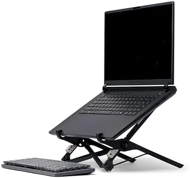 Roost V3 Plus - Ultra Portable and Adjustable Laptop Stand - Quick-Release Height Adjustment, 5 to 14 inch Screen Lift, Patented Rigid Folding Structure and Self-Adjustings Laptop Grips | Onyx Color
