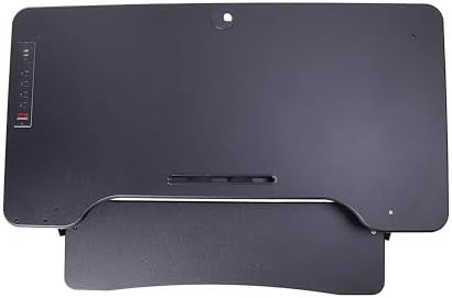 Rocelco 46" Electric Standing Desk Converter with AC Outlet USB Charger - Motorized Height Adjustable Sit Stand Up Triple Monitor Riser - Tabletop Workstation Large Keyboard Tray - Black (R EDRB-46)