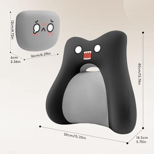 BEBAS Ergonomic Memoery Foam Lumbar Support Pillow for Car & Office, Black