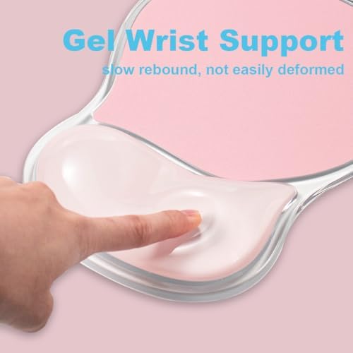 Pink Mouse Pad with Gel Wrist Rest Support, Comfortable Ergonomic Mousepad