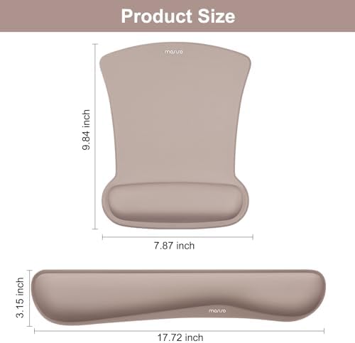 MOSISO Wrist Rest Support for Mouse Pad & Keyboard Set, Taupe Brown
