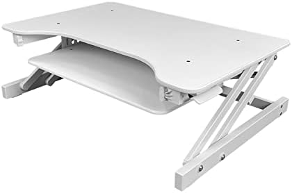 32" Wide White Standing Desk | Desk Riser Classic Stand Up Desk | 32 in Wide Fits 2 Monitors with Retractable Keyboard Tray (White, 32" Wide)