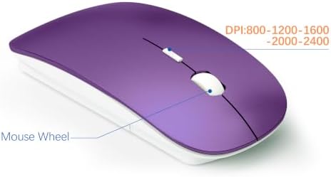 Wireless Keyboard and Mouse Ultra Slim Combo, TopMate - Purple White