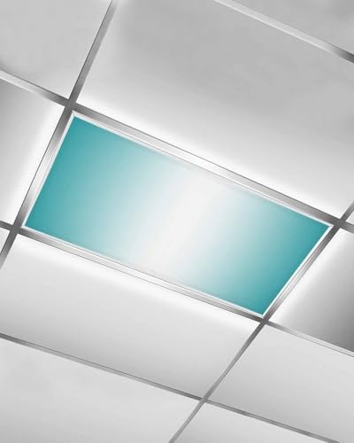 Turquoise Magnetic Fluorescent Light Covers for Ceiling Lights 2 x 4 Feet,Gradient Contemporary Geometric Stripes Office Classroom Kitchen Drop Ceiling Light Covers Lighting Filters Shade Panel 1 Pack