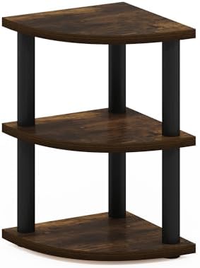 Furinno Turn-N-Tube Kitchen Countertop Organizer, 3-Tier Corner Countertop Organizer Shelf, Corner Shelf, for Kitchen, Pantry, Organizers and Storage, Amber Pine