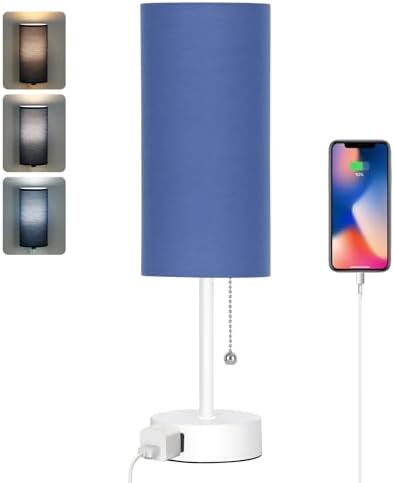 Dott Arts Table Lamp for Bedroom, 3-Color Bedside Lamps with Pull Chain