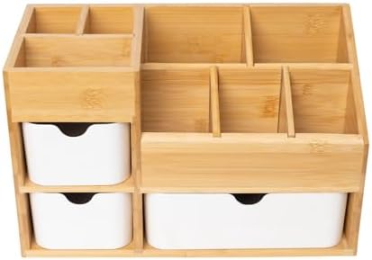 Bamboo Makeup Organizer, 11.5x5.4in