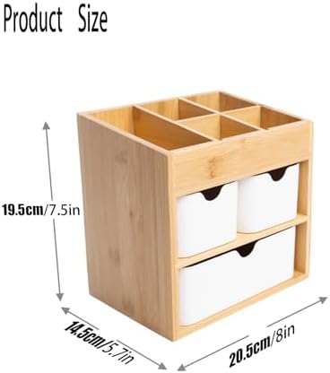 Small Bamboo Makeup Organizer（5.7" D x 8" W x 7.5" H）
