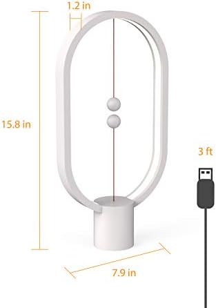 Allocacoc Heng Balance lamp, DesignNest, Heng Lamp, Switch in mid-air, USB Powered LED Table lamp, Desk lamp, Warm Eye-Care Lamp, Contemporary Soft Light, Office, Home (Wyoming White)