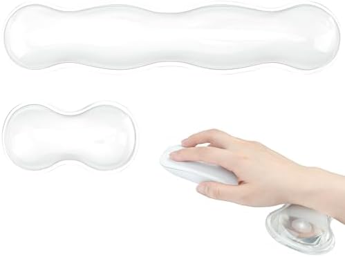 Gel Wrist Rest for Keyboard and Mouse - White Soft Ergonomic Silicone Wrist Rest, Clear Cute Desk Accessories for Gaming, Computer, Laptop