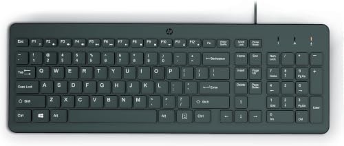 HP 150 Wired Keyboard-Full-Sized, Keyboard with Numeric Keypad-Silent-Touch Chiclet Keyboard - Ergonomic,Comfortable Design-USB Plug-and-Play Connectivity, LED Indicators (664R5AA, Black) (Pack of 10)
