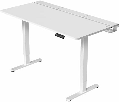 VIVO Electric 60 x 30 inch Standing Desk with Concealed Trays and Full-Size Mouse Pad, Dual Motor Memory Controller Height Adjustment, White Top White Frame, DESK-KIT-E2W-P3W