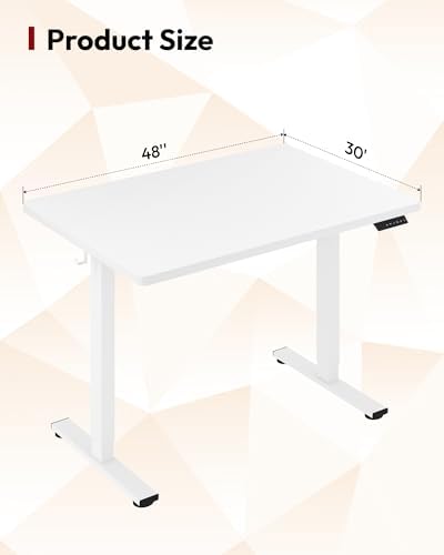 SANODESK One-Piece 1'' Thick Height Adjustable Standing Desk 48''x30''