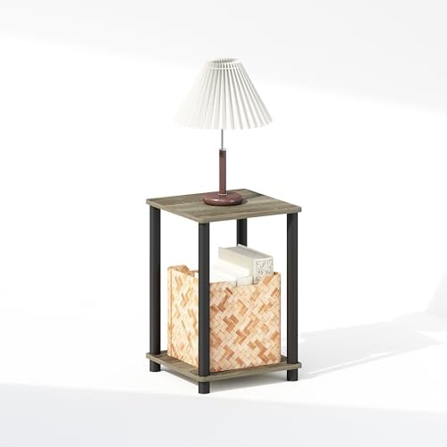 Furinno Turn-N-Tube Toolless 2-Tier Open Shelf Night Stand, French Oak