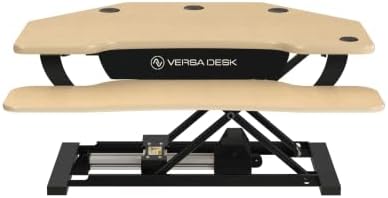 VERSADESK PowerPro 36 Inch Electric Corner Standing Desk Converter, Motorized Height Adjustable Sit-Stand Desk Riser, Dual Monitor & Laptop Workstation with Keyboard Tray, Maple