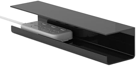 Under Desk Cable Management, Cable Management Tray Clamp Mount Organizer Wire Tray for Home Office Standing Desk (Black)