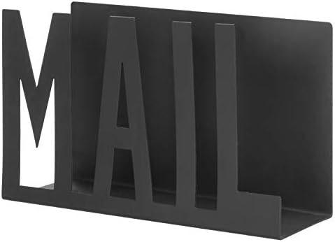 MyGift Modern Black Mail Holder Organizer with Cutout MAIL Lettering Design