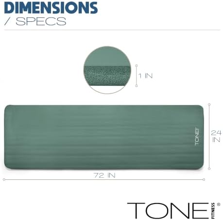 Tone Fitness 1" Extra Thick Yoga Mat, Exercise & Pilates Mat with Strap