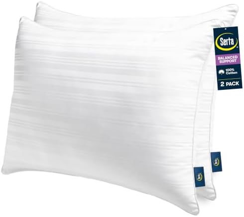 Serta Down Illusion Balanced Support Cotton Pillows,Standard/Queen (2 Pack)