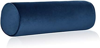Tinbolunce Memory Foam Roll Pillow for Knee/Leg/Neck - Full Moon Bolster/Round Cylinder Pillow for Sleeping on Side or Back - Removable Cooling Cover Length 18" x 6" Diameter (Navy Blue)