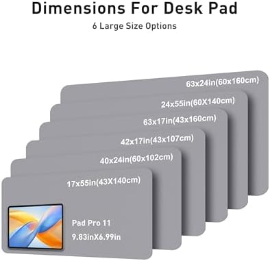 Aothia Faux Leather Desk Mat - Large Mouse Pad, Non-Slip PU Leather Blotter, Waterproof Writing Surface for Office and Home (Light Grey, 63" x 24")