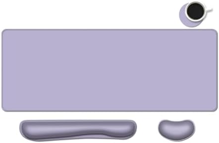Desk Mat, Large Gaming Mouse Pad with Wrist Rest, 4 in1 XXL Mouse pad+Keyboard Wrist Rest+Mouse Pad Wrist Support+Cup Coaster Set, Ergonomic Desk Pad for Home Office, Purple