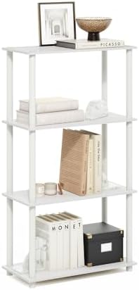 Furinno Turn-N-Tube Storage Shelves Set of 2, 3-Tier Book Shelf, Corner Shelf, Toolless Open Shelves, for Organization and Storage, Living Room, Garage, Home Office, White