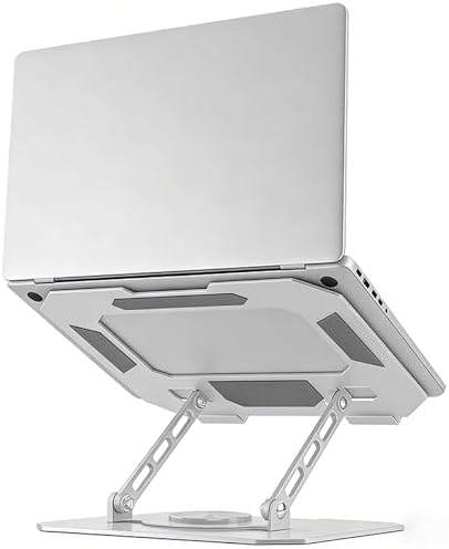 360° Rotating Laptop Stand for Desk, Heavy Duty Solid Steel Ergonomic Laptop Riser, Foldable Portable Computer Holder, Stable Adjustable Stand Compatible with MacBook Air/Pro 10-16 Inch Laptops
