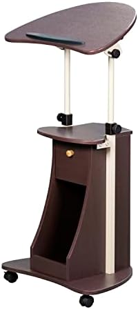 Techni Mobili Sit-to-Stand Rolling Adjustable Storage Medical Laptop Computer Cart, Chocolate, B005