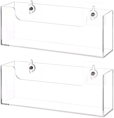 Homaisson Clear Acrylic Mail Holder Box for Desk or Wall Mount, Mail Organizer Countertop, Modern Wall Mounted or Tabletop Mailbox, Letter Storage Organizer Box (Clear-2PCS)