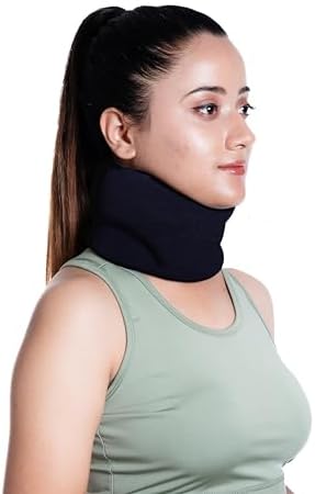 Wonder Care Neck Brace for Sleeping Cervical Collar Relief Neck Pain and Neck Support Soft Foam Wraps Relief of Cervical Spine Pressure for Women & Men (Black, Large, 3.5" Depth)